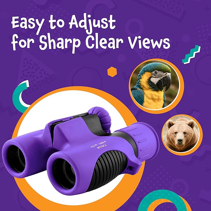 Think Peak Purple Binoculars Science Toy for Kids Ages 3-12 Years - Real Compact Outdoor Adventure & STEM Educational Nature Hiking Explorer for Bird Watching, Camping Children’s Birthday Gift