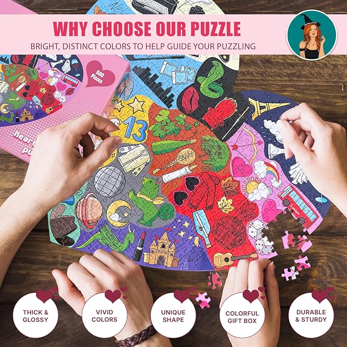 ERAS Puzzle Heart Shaped, Jigsaw Puzzles – Puzzles for Adults, Gift for Couples, Friends & Puzzle Lovers – Premium Quality Pieces (500 Pieces)