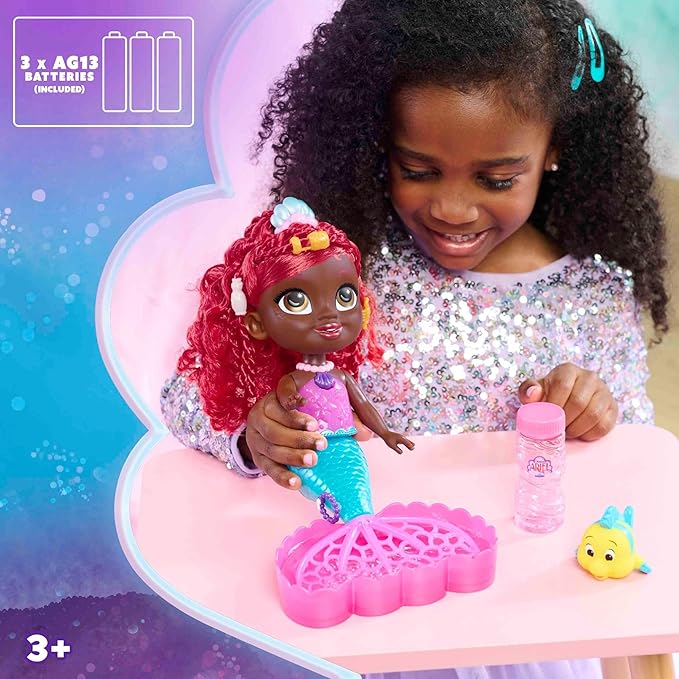 Just Play Disney Junior Bubbles Fun Ariel Doll and Accessories Amazon Exclusive, 8-Pieces, Kids Toys for Ages 3 Up