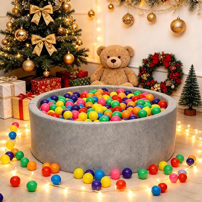 Ball Pit Balls Phthalate Free BPA Free Crush Proof Plastic - 7 Bright Colors in Reusable Play Toys for Kids with Storage Bag