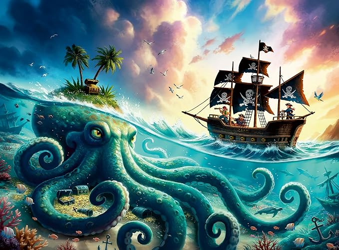 Ravensburger Octopus Treasure 100 Piece XXL Puzzle for Kids 6+