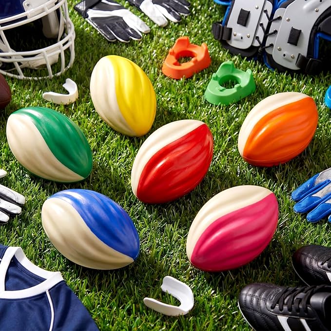 Jerify Mini Footballs for Kids Spiral Foam Football Bulk 5 Inch Soft Small Waterproof Foam Ball Sports Birthday Toddler Football for Indoor and Outdoor Game (Classic Color,12pcs)