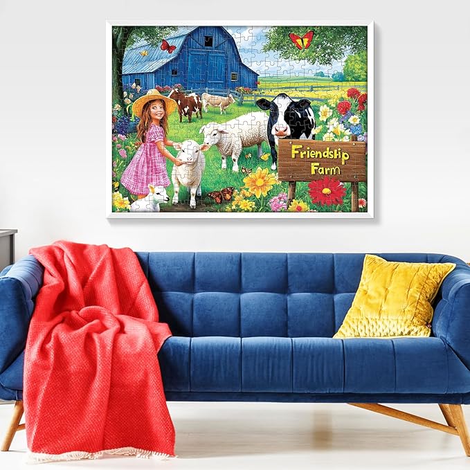 2-Pack 300 Pieces Puzzles for Adults, Friendship Farm Puzzles 300 Pieces, Warmth Childhood Scene Jigsaw Puzzles, Countryside Jigsaw Puzzle Challenging Game Home Decor Birthday Party Gift 20.5 X 15 in