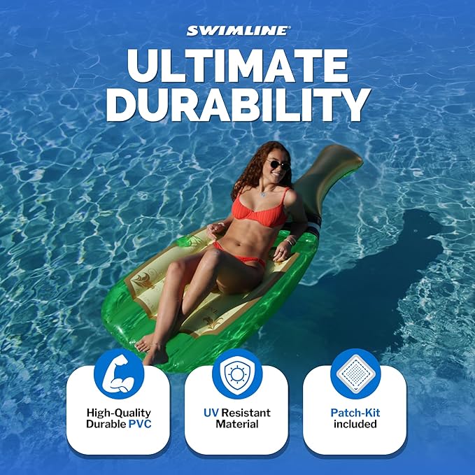 SWIMLINE Inflatable Swimming Pool Float Lounger Raft Mattress, Cheers Bubbly Champagne, Green