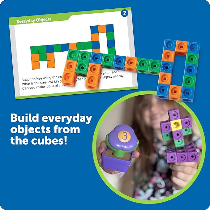 Learning Resources STEM Explorers MathLink Builders - 100 Pieces, Ages 5+ Kindergarten STEM Activities, Math Activity Set and Games for Kids, Mathlink Cubes Activity Set