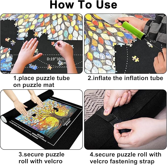 Napzy Puzzle Mat-Jigsaw Puzzles Matt Roll Up to 3000pcs Roll-up Puzzled Board Puzzling Organizers and Storage with 8PCS Jigsaws Sorting Trays, Drawstring Storages Bag Jigsawn Keeper Saver