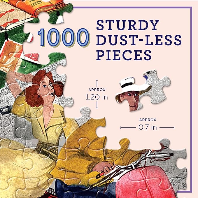 eeBoo 1000 Piece Puzzle - Paris Bookseller Jigsaw Puzzle for Adults, Square 23" x 23" Made with Recycled Board & Vegetable-Based Ink