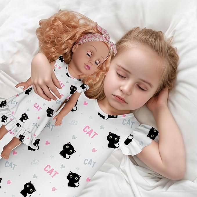 LQSZ Doll and Girl Matching Nightgown Outfit Pajamas Nightie Nightgown for Girls and Dolls Clothes