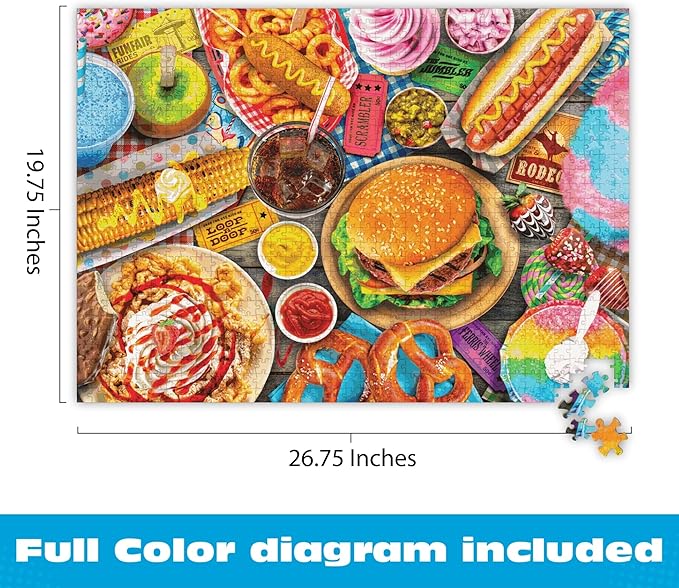 Buffalo Games - Fun Fair Food - Lars Stewart - 1000 Piece Jigsaw Puzzle for Adults - Vibrant Summer Fair Scene with Mouth-Watering Treats - Challenging Puzzle Perfect for Game Nights - Made in the USA