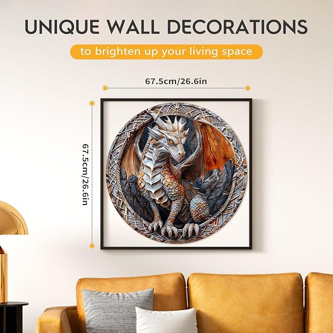 masseruon Round Puzzles for Adults 1000 Pieces-Dragon Puzzle-26.6 * 26.6in Jigsaw Puzzles with HD Matte Finish-Hard Impossible Difficult Puzzle for Adult-Challenging Gift for Puzzle Lovers Home Decor