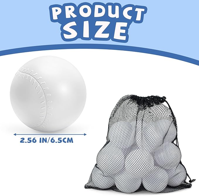12 Pack Plastic Toddler Baseballs Replacement T-Ball Set, Baseball Hitting Practice & Training, Sports Party Gifts - Perfect Plastic Baseballs for Tee-Ball Practice