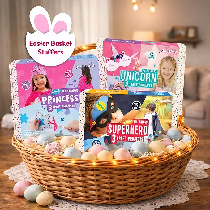 jackinthebox Princess Themed Arts and Crafts for Girls - Make a Cape, Tiara and Wand, Easter Gifts for Girls Ages 5 6 7 8 Years, 3 Craft Projects in 1 Box..