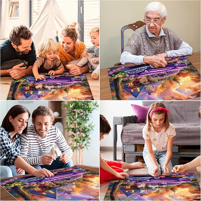 500 Pieces Jigsaw Puzzles for Adults, Beautiful Forest Flower Car Puzzle for Adults, Recycled Paper Puzzle 500 Pieces, Glossy, Sturdy Pieces Challenging Family Game (20.5x15in)