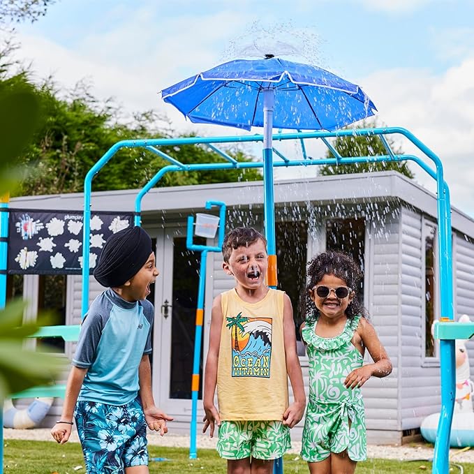 Plum Play Umbrella Sprinkler for Kids - Outdoor Water Play Sprinklers, Toddler Outdoor Toys, Durable Backyard Water Park with Splash, Summer Toys for Kids, Fun Games for Adults/Family (Fountain Tower)
