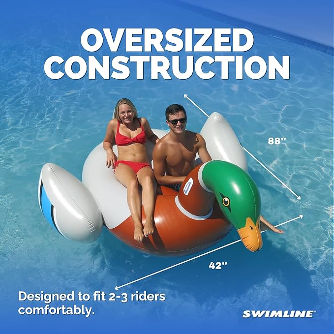 SWIMLINE Original 90703 Inflatable Decoy Duck Pool Float | Fun Ride-On Raft with Stable Legs & Wings | Lounge Floatie Perfect for Parties & Relaxation