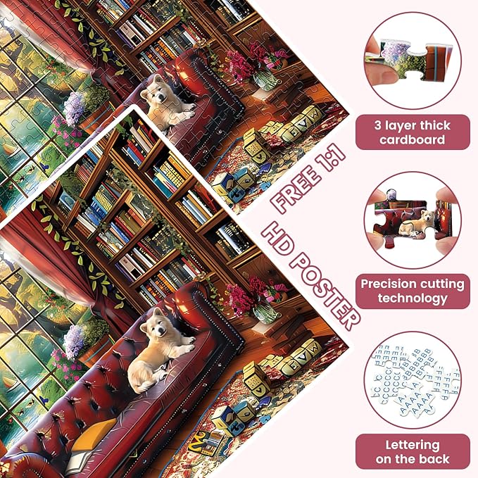300 Pieces Puzzle for Adults - 300 Piece Children Puzzle - Dog Puzzles,Landscape Jigsaw Puzzles - Creative Play & Holiday Party Gifts-Fun and Challenging Family Game, 20.5x15 in