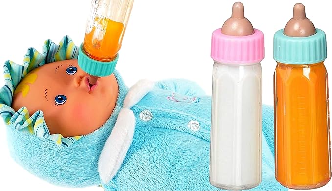 JA-RU Magic Baby Doll Bottles Milk Bottle and Juice Bottle, Great Baby Doll Accessories. Set with 2 Bottles. 701-6