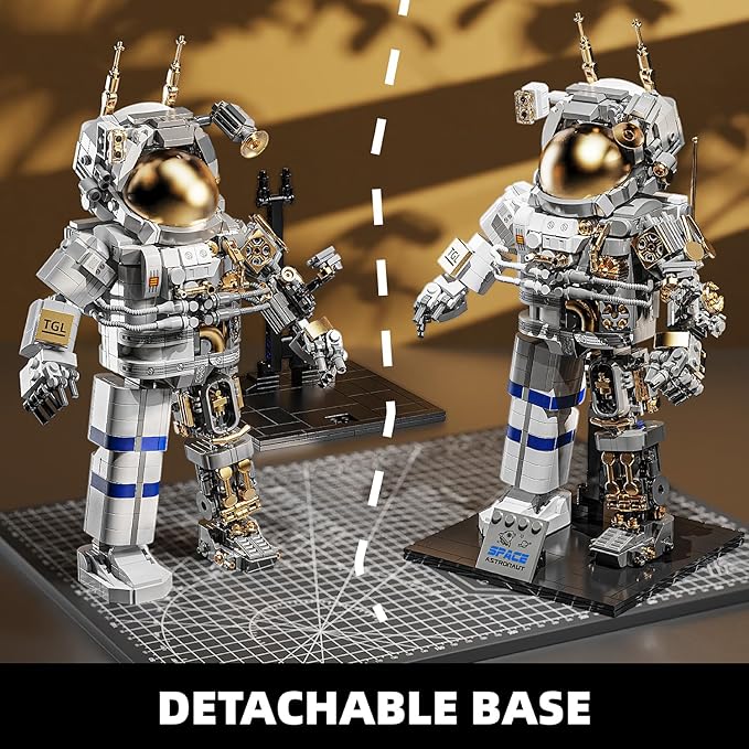 Space Astronaut Building Block Set,860Pcs Spaceman Building Toys with Display Stand, Cool Translucent Design Collection for Home Office Decor, Christmas Birthday Gift for Adults& Boys Age 8-12