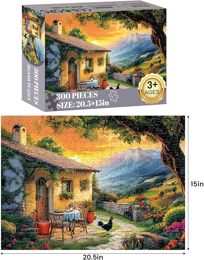 Jigsaw Puzzles 300 Pieces for Adults Village Puzzles Adults Kids Puzzles 300 Pieces Games Family Challenging Puzzle Gift Toy for Puzzle Enthusiasts Unique Brain Teaser 20.5x15IN
