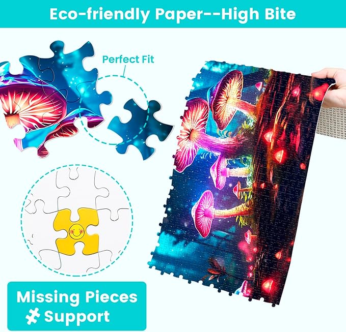 Edsjegn 2 Pack 1000 Piece Puzzle for Adults Jigsaw Puzzles 1000 Pieces 2000 Piece Puzzles for Adults Hummingbird Mushroom Jigsaw Puzzles White Elephant Gifts