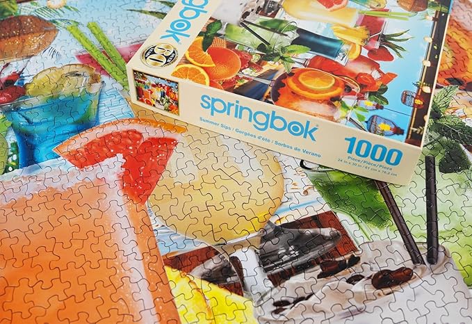 Springbok Summer Sips 1000 Piece Jigsaw Puzzle for Adults - Colorful Tropical Drinks - Unique Cut Pieces - Made in USA