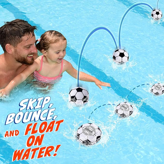 4Pcs Water Skipping Balls for Pool Play, Water Pool Beach Swim Toys for Kids Ages 4-8, 8-12 and Adults, Include 2 Balls and 2 Discs