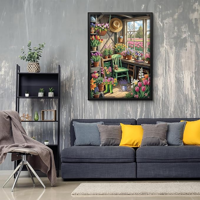 Flower Plant Garden Puzzle 1000 Pieces for Adults, Colorful Greenhouse Jigsaw Puzzle Botanical, Challenging Floral Room Puzzle as Wall Decor