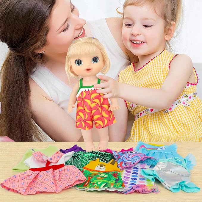 UNICORN ELEMENT 9 Sets Alive Baby Doll Clothes for 10-12 Inch Girl Dolls,12 Inch Baby Doll Clothing Dress Outfits Accessories Set,Best Gift for Kids