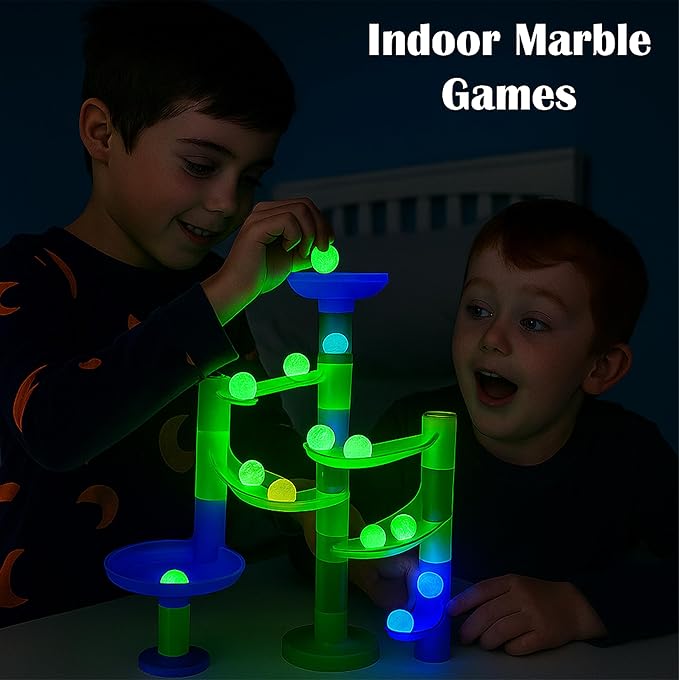 ARSUK Large Glass Shooter Marbles for Decoration 25mm/1 inch 10pcs Assorted Colour Marble Game, Marble Run Accessories Learning and Recreational, Sports & Outdoor Play (10pcs Glowinthe Dark Marbles)