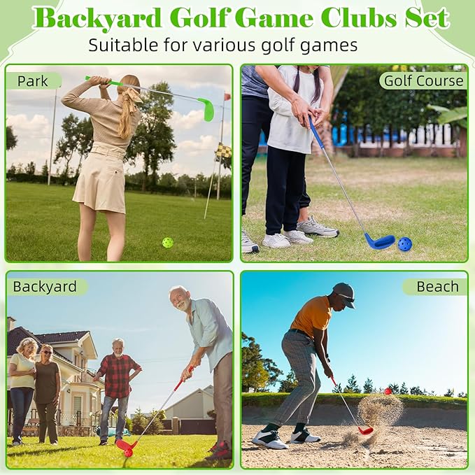 3 Pack 36" Backyard Golf Club with 6 Balls Outdoor Game Set, Right Hands Training Practice Course Portable Golf Play Gift for Family Beach Camping Lawn Park Yards Grass Home Indoor