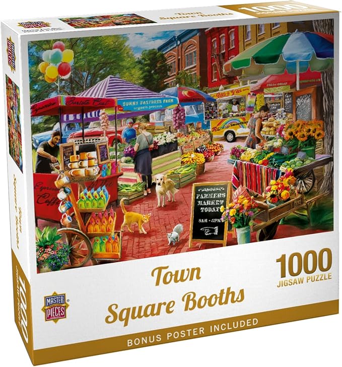 Masterpieces Town Square Booths Jigsaw Puzzle - 1000 Piece Puzzle for Adults