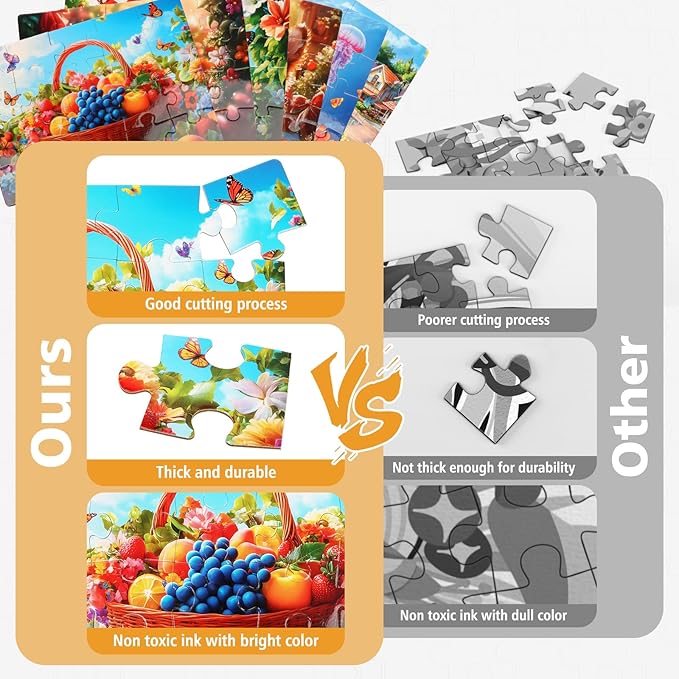 6 Pack 20 Piece Large Jigsaw Puzzles for Dementia Seniors,Alzheimer’s and Elderly Adults │ Easy Memory Games, Cognitive Activities and Gifts for Patients in Nursing Homes(Landscape)