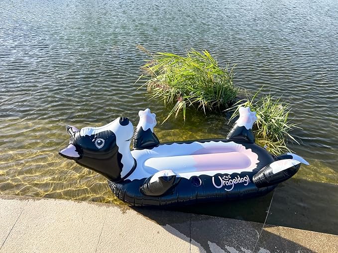 Summer Inflatable Black Dog Pool Float for Teens, Adults, and Pets