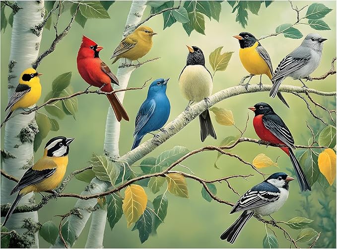 Puzzles for Adults 1000 Pieces, Bird Puzzle 1000 Pieces - Whispers of Spring, Unique Difficult Landscape Puzzle, Colorful Bird Jigsaw Puzzle, Finished Size 27.56 * 19.69", with 1:1 Poster
