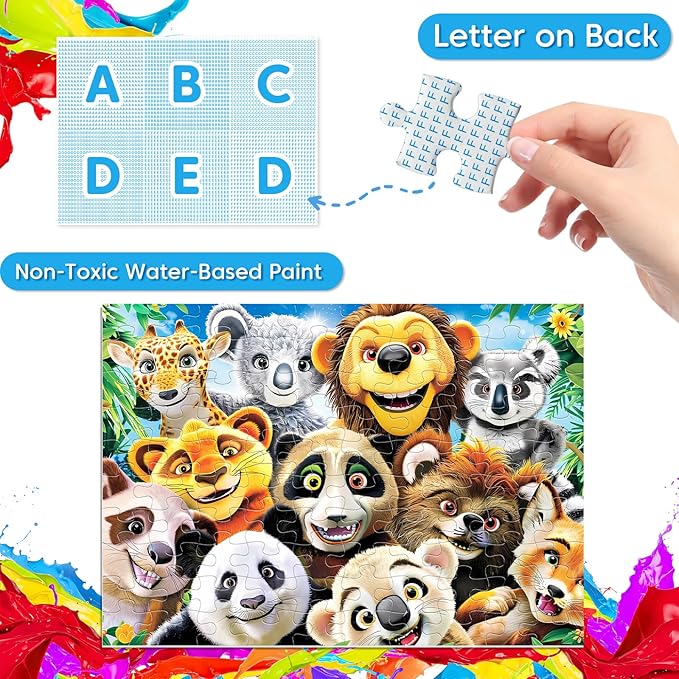 Jeacirio 4 Pack 100 Piece Puzzles for Kids Ages 4-6 - Jigsaw Puzzles for Kids Ages 6-8 8-10 100 Piece Jigsaw Puzzle for Adults Toddler Children Learning Educational Puzzles Toys Gifts for Girls Boys