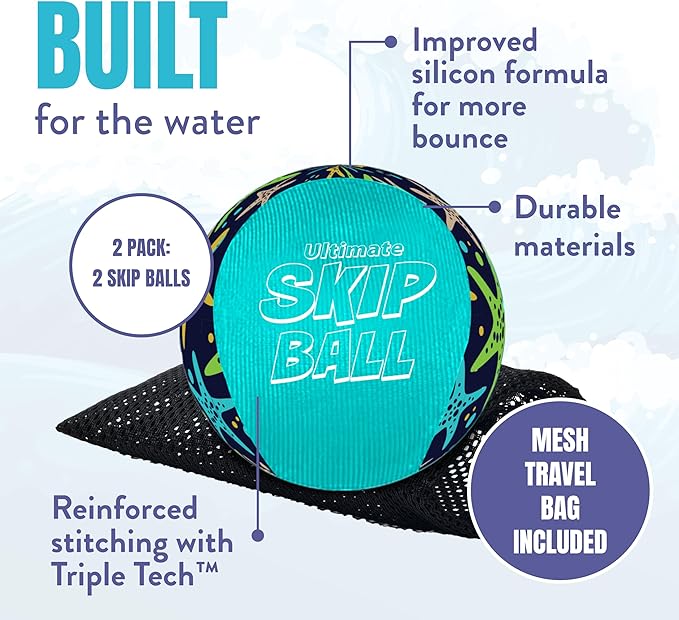 Activ Life The Ultimate Water Skip Balls, Water Bouncing Ball for Swimming Pool, Beach Toys for Friends, Family, Kids and Adults