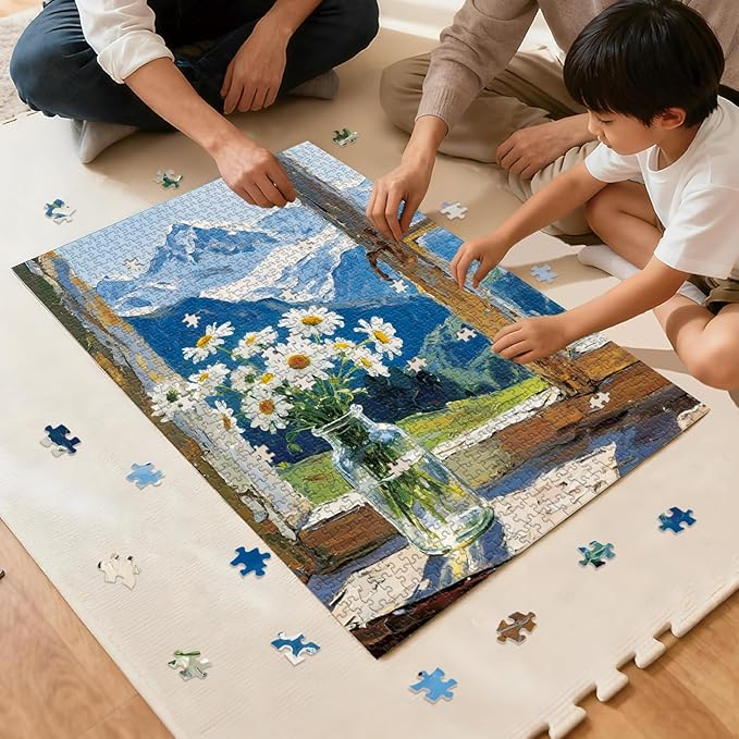 Puzzle for Adults 1000 Pieces, Mountain View Daisies Puzzle, Challening Impossible Difficult Hard Fun 1000 Pieces Jigsaw Puzzles for Adults