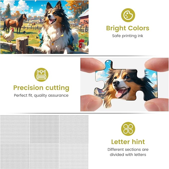 500 Pieces Puzzles for Adult Jigsaw Puzzle 500 Piece Elderly Puzzle Dog Farm Puzzle Gift for Mom Dad Family Friend Family Activity Games Home Decor Wall Art 20.5x15IN