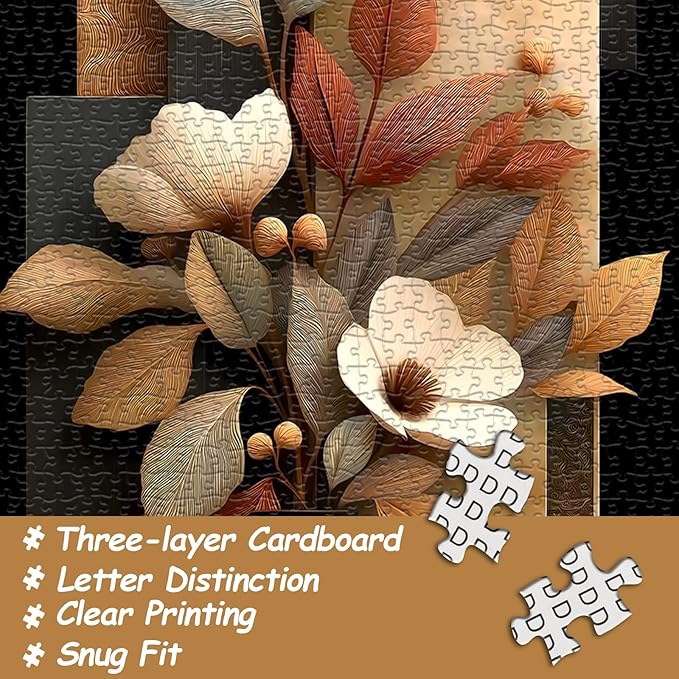 Timber Blooms Puzzles for Adults 1000 Pieces, Unique Flower Jigsaw Puzzle Vase, Floral Bloom Puzzle, Beautiful Flower Wall Decor