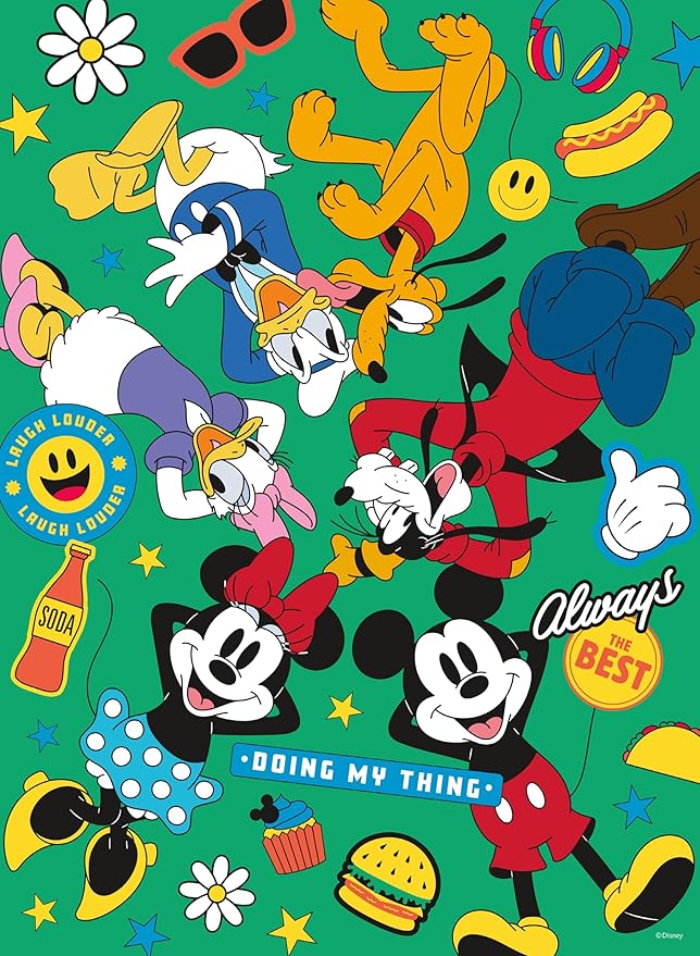Ceaco - Disney - Mickey and Friends - Mickey Party of Six - Glow in the Dark -100 Piece Jigsaw Puzzle