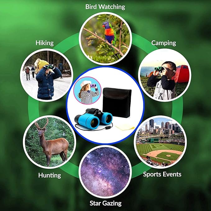 Binoculars for Kids Best Gifts for 3-12 Years Boys Girls High-Resolution Optics Shockproof Mini Kids Binoculars Toys Folding Small Telescope for Bird Watching Camping Outdoor Play