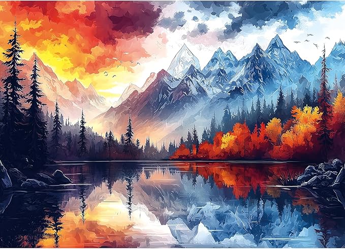 Puzzles for Adults 1000 Pieces Natural Mountain Landscape Jigsaw Puzzles Challenging for Mom Dad Family Friend Family Activity Games Home Decor Wall Art, 27.5 x 19.7 Inch