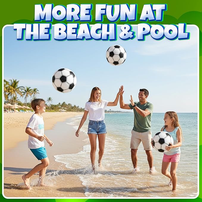 Inflatable Beach Balls (6 Pack) - 16-Inch Durable PVC Blow Up Beach Balls for Kids, Easy to Inflate, Summer Pool Float, Party Favors, Sports Theme Decorations, Giveaways & Outdoor Toys