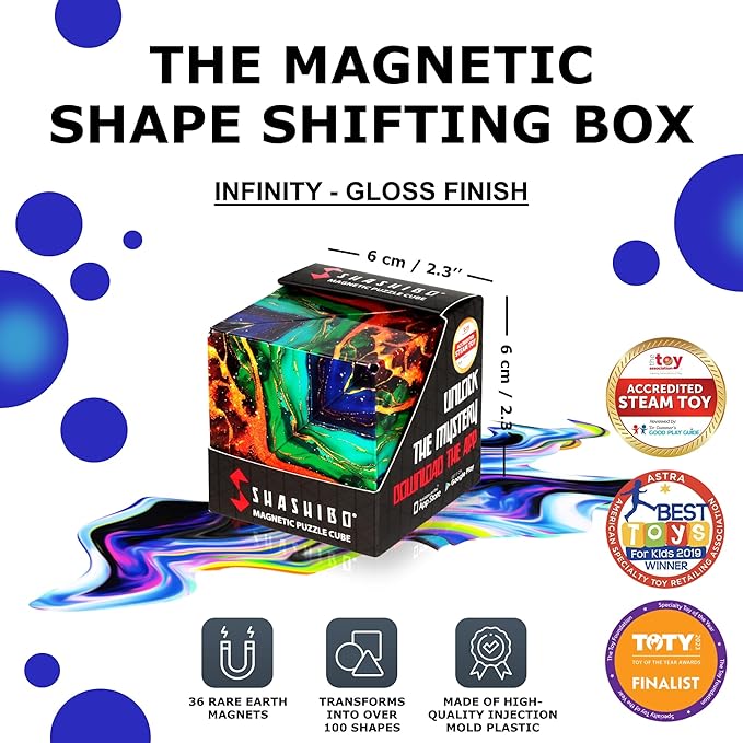 Shashibo DODECA Shape Shifting Box - STEM Fidget Toy with Ultra Strong Magnets - Sensory Puzzle Cube Transforms Into 100+ Shapes, Easter Basket Stuffers Gift for Kids, Teens, and Adults (Infinity)