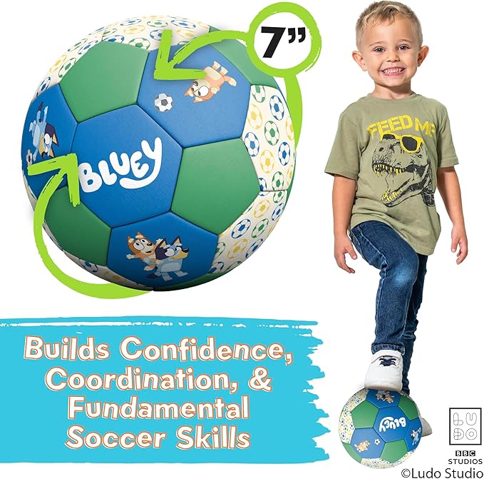 Soccer Ball 7 Inch for Kids 3+ Years Old, Ships Deflated, Bluey Jr