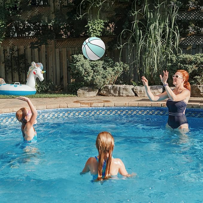 3 Pack Water Pool Basketball Aqua Blue Rubber Waterproof Water Basketball for Swimming Pool Ball Lake Hoop Games