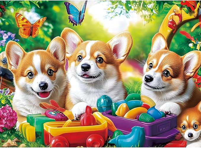 300 Pieces Dog Puzzles for Adults, Puppy and Toys Puzzle for Adults Children Seniors, Retro Style Puzzle 300 Pieces, Gift for Birthday, Home Decor, Fun for Family Entertainment(20.5 * 15 in)
