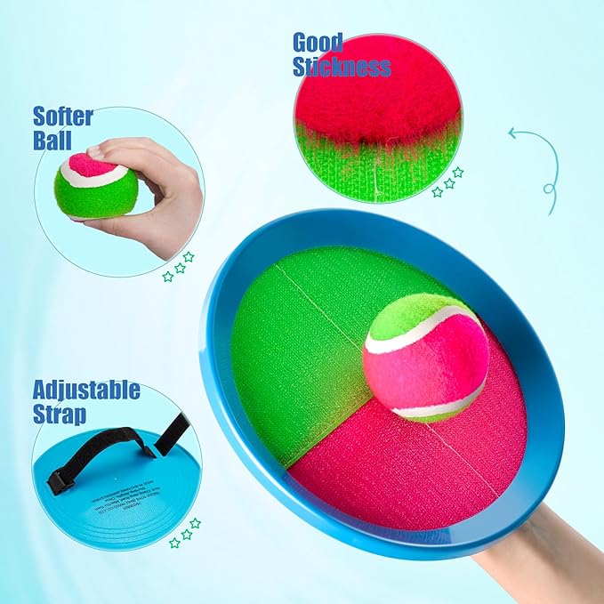 PlayZap Toss and Catch Ball Set - Outdoor Toys for Kids Games - Outside Yard Pool Beach Toys for 3 4 5 6 7 8+ Years Old Boys Girls - Birthday Gift Easter Basket Stuffers