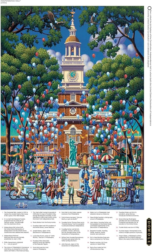 Buffalo Games - Eric Dowdle - Independence Hall - 500 Piece Jigsaw Puzzle for Adults -Challenging Puzzle Perfect for Game Nights - Finished Size is 21.25 x 15.00