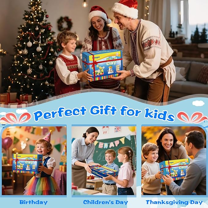 Air Dry Clay, 50 Colors Modeling Magic Clay for Kids, Soft & Non-Sticky, Creative DIY School Arts & Crafts Kit, Home Party Favors, Toys Gifts for Age 3 4 5 6 7 8+ Years Old Boys Girls Kids